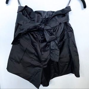 Zara Black High-Waisted Paperbag Shorts